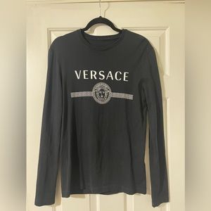 Versace Black Medusa Logo Long Sleeve T-Shirt